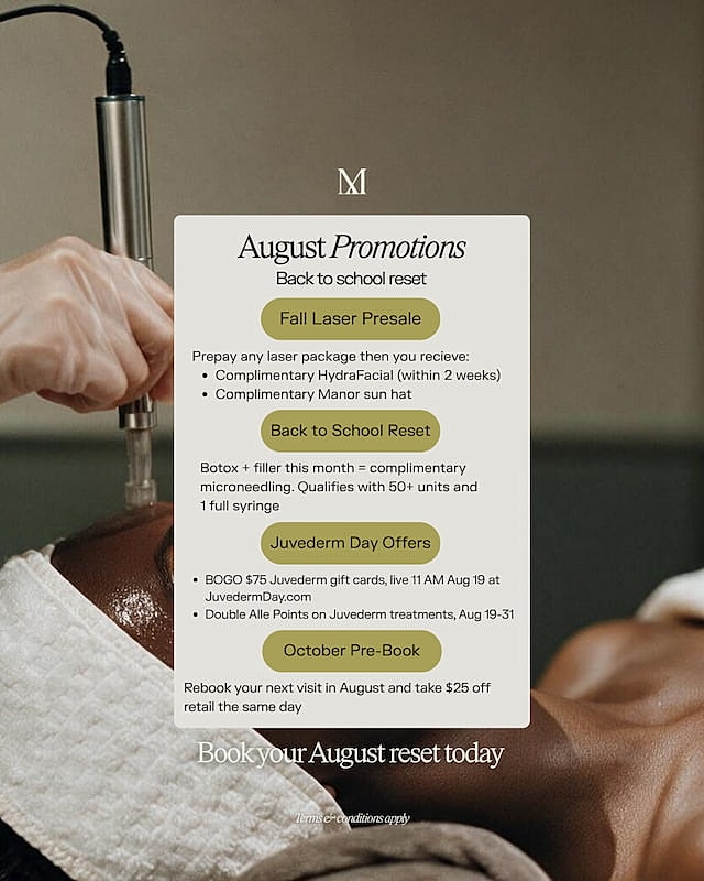 August promotions for skincare and beauty services