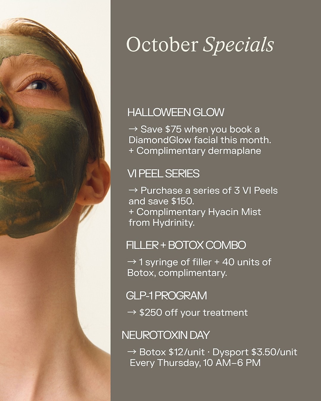 October skincare specials and promotions.